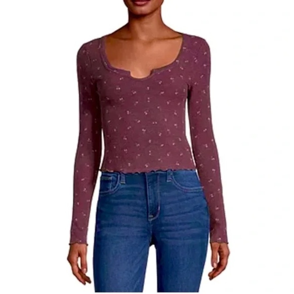 Arizona Jean Company Purple Fitted Long Sleeve Top